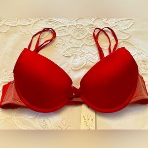 BNWT Natalie Begg Exquisite Push-up Scarlet Silk Bra 34A Gorgeous Detailing